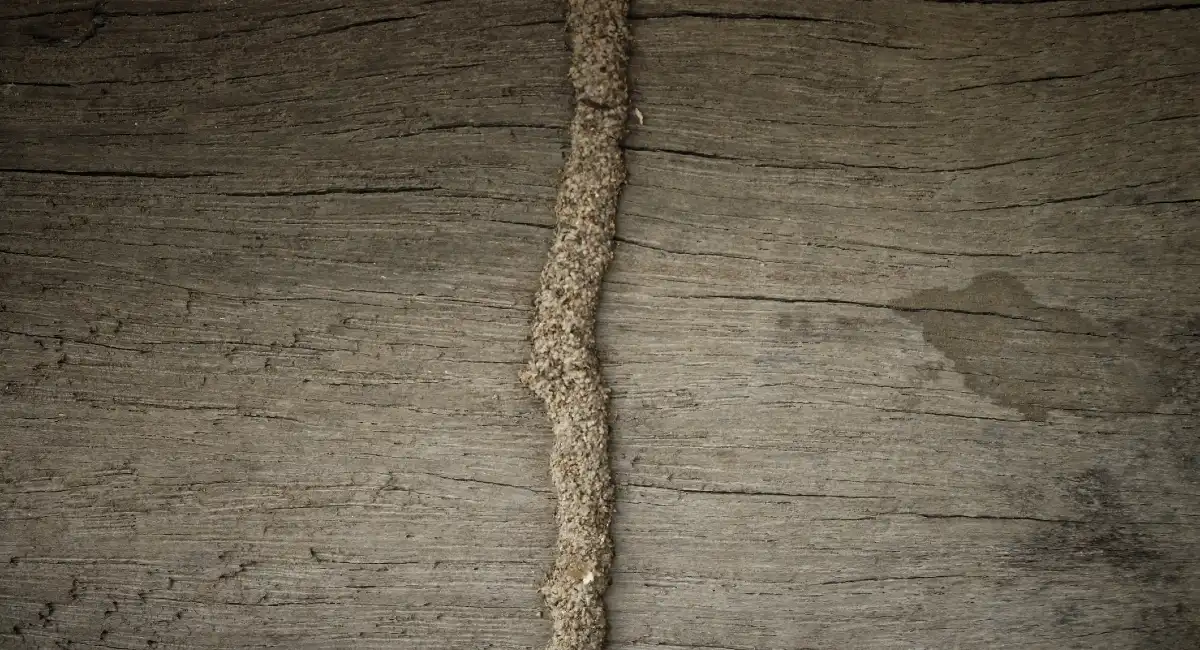 Termite tunnel on decaying wood
